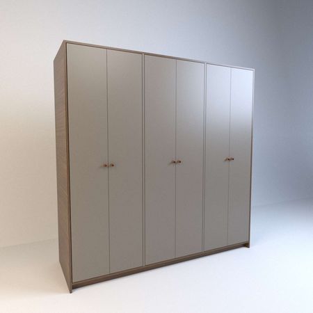 Placard De Abrir 1,8m 6 Puertas 4 Cajones Nogal Gris