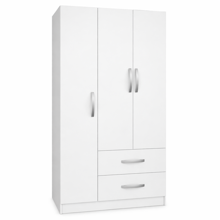 Ropero Placard 3 Puertas y 2 Cajones Blanco Mate Maximo Family