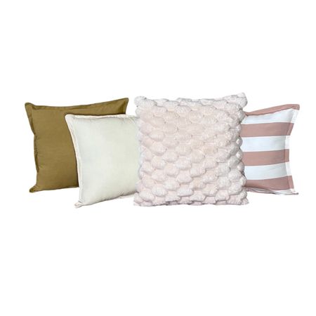 Pack X 4 Almohadones Tusor 40x40 y Peludo 45x45 Nordico cama