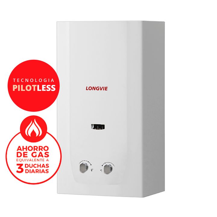 Calefon a gas LONGVIE CN512SS-E 12lts gas ENVASADO sin piloto CLASE A - Vista 1