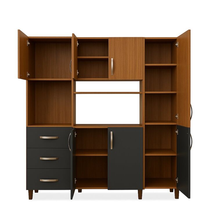 Despensero Organizador de Cocina Kit de 7 puertas y 3 cajones Grafito Teca Maximo Acapulco - Vista 2