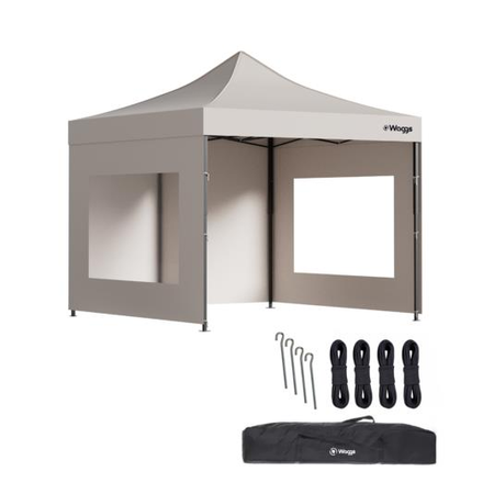 Gazebo Plegable 3x3mts Autoarmable Impermeable Cerrado Waggs Beige