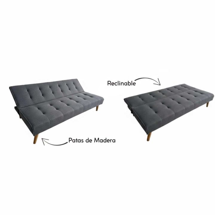 Sillon Sofa Cama Reclinable Tokio Gris con Patas de Madera - Vista 3