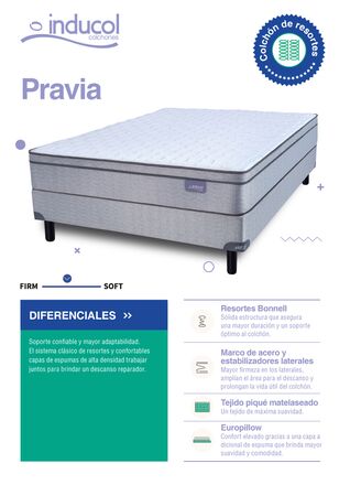 Colchon Inducol Pravia Queen Size 150x190x24 Resortes Bonnell con Euro pillow Firme