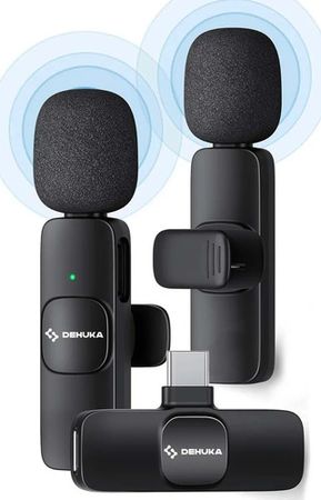 Microfono Inalambrico De Solapa Dehuka Pack X2 Ideal Para Streaming Videos Y Conferencias