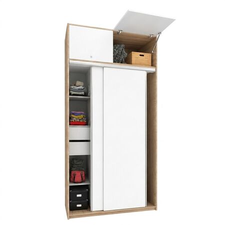 PLACAR MODERNO CON BAULERA DE 130 CM 2 PUERTAS CORREDIZAS COCO BOLO BLANCO
