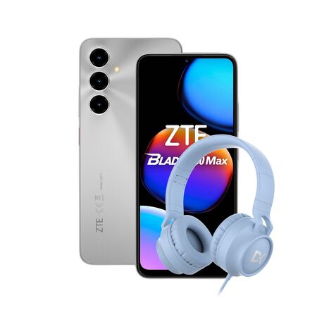 Combo ZTE V80 Max 4+256GB Silver + Auricular Dekkin Vincha USB-C Celeste