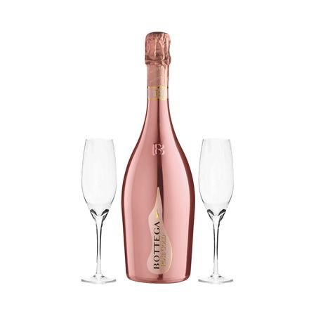 Set Espumante Prosecco Bottega Gold Rose y 2 Copas Con Estuche