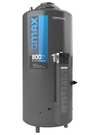 Termotanque Gas Natural  50 Litros Alta Recuperacion Conexión Superior Pie 800L/H Tq800gmax Coppens