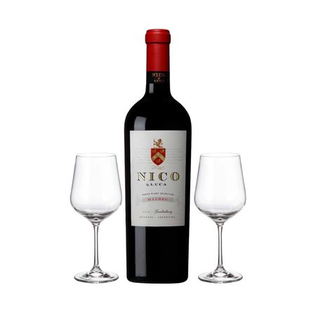 Set Vino Tinto Nico by Luca Malbec y 2 Copas Con Estuche