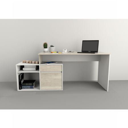 Escritorio Con Mueble Bajo Recto O Esquinero Tables Cod: 3048 Nevado/Blanco