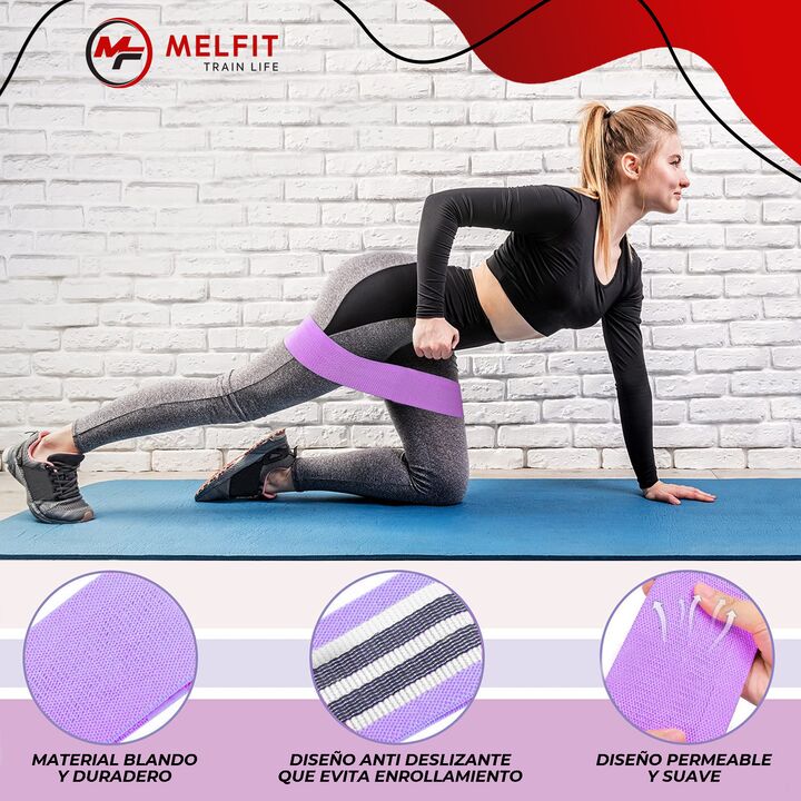 Banda Elastica De Resistencia Baja Melfit Entrenamiento Mf B3 Violeta - Vista 2