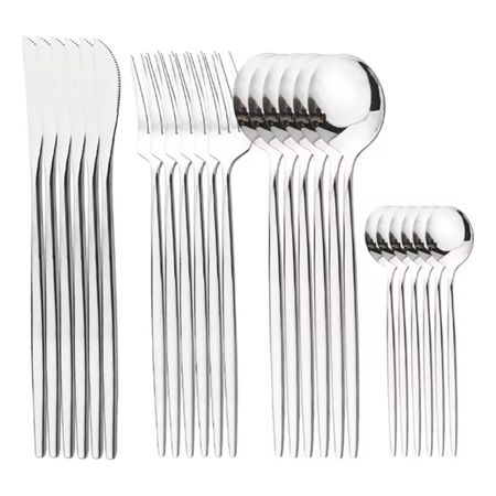 Set De Cubiertos Tm Juego X 24 Piezas Acero Inox Plata Gris