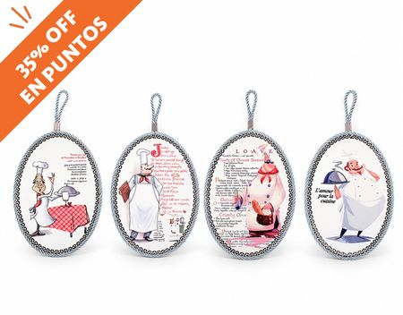 Set 4 adornos deco para cocina