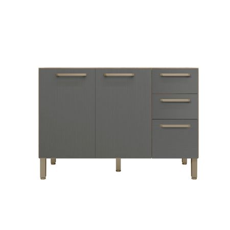 Bajo Mesada Cocina 120cm Freijo Gris Kit Paraná Mueble
