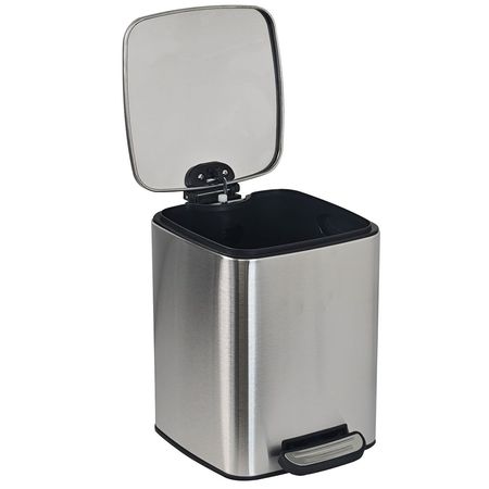 Cesto De Basura Cuadrado Con Pedal Acero Inoxidable 12 Lts