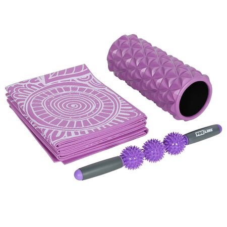 Set Masajes Proline Violeta Mat Rodillo Barra GP-MASAJESET2-P