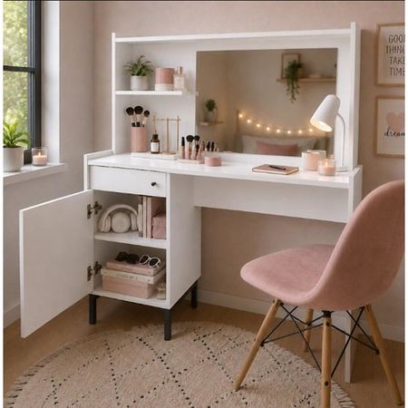Escritorio con Alzada y Espejo DS Home Blanco 100x130x43 cm