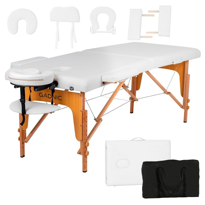 Camilla Para Masajes Blanca Gadnic Profesional Hasta 225kg 185x70cm Plegable - Vista 1