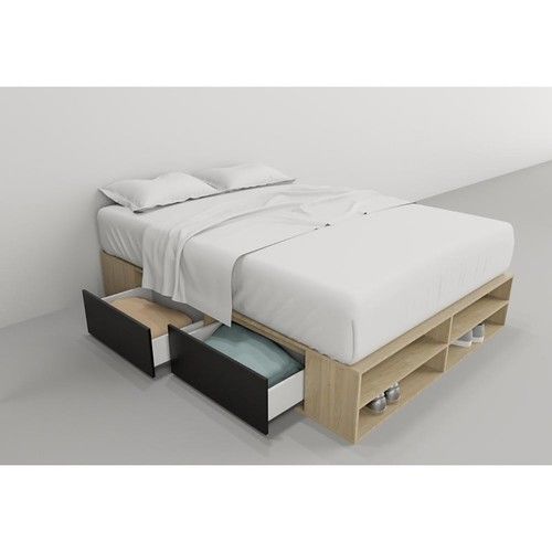Box de Cama DS Home 1,60 m 4 Cajones 1 Puerta Olmo Negro 203x33x162 cm - Vista 1