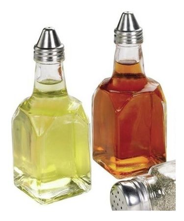 Set X 2 Unidades Aceitera Y Vinagrera En Vidrio Condimento