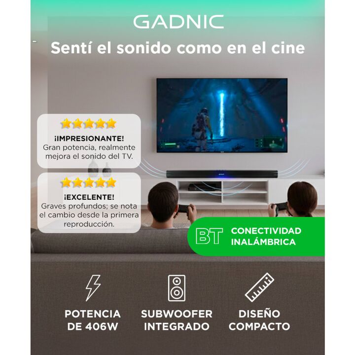 Barra de Sonido Gadnic Bluetooth Para Casa Escritorio Inalámbrico - Vista 2