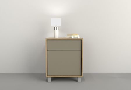 Mesa De Luz 1 Cajon 1 Puerta Olmo F. Gris C. Tables