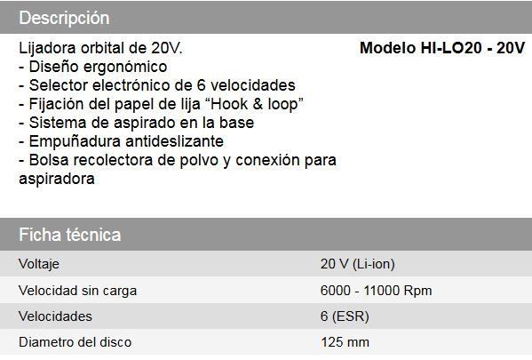 Lijadora Roto Orbital Inalambrica 20v DAIHATSU sin bateria sin cargador - Vista 3