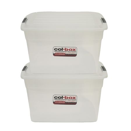 Set de 2 Cajas Organizadoras Apilable Plastica 34lts - Colombraro