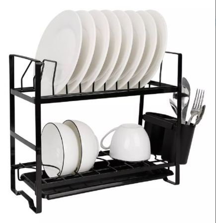 Secaplatos escurridor CHICO Hudson 2 pisos acero NEGRO