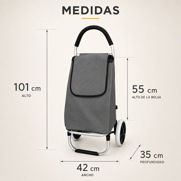 Carrito De Compras Plegable Con Estructura Reforzada Gris - Vista 2