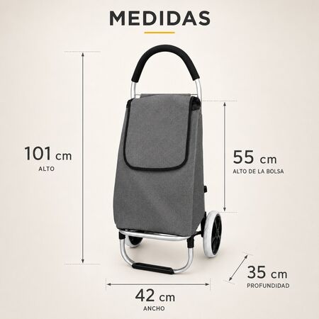 Carrito De Compras Plegable Con Estructura Reforzada Gris