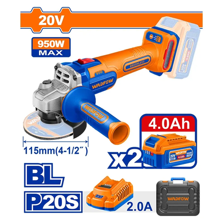Amoladora Angular 20V + KIT WADFOW WDFWLAP53224 