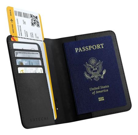 Portapasaporte Satechi Findall De Cuero Vegano - Negro