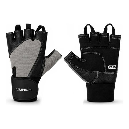 Guante Munich Craster Cuero Vacuno Fitness Gym Entrenamiento Gris Lisa L