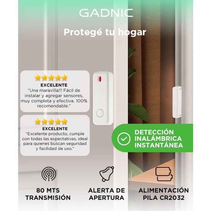 Sensor Inalámbrico Gadnic WS1000 de Puertas y Ventanas - Vista 2