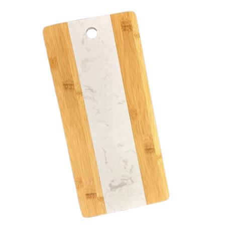 Bandeja Bamboo 35x16 5 Simil Marmol Blanco