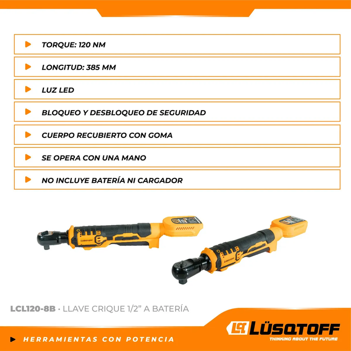 Llave Crique Bateria Brushless Lusqtoff Lcl120-8b 1/2'' 120n - Vista 3