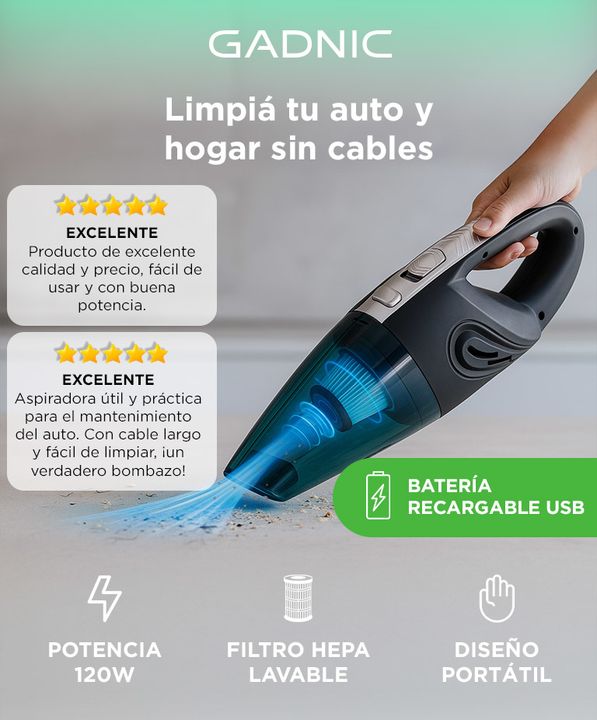 Aspirador De Mano Portátil Gadnic Para Hogar Y Automóvil - Vista 2