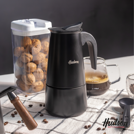 Cafetera Italiana De 650ml Negra Para Inducción Hudson Negro
