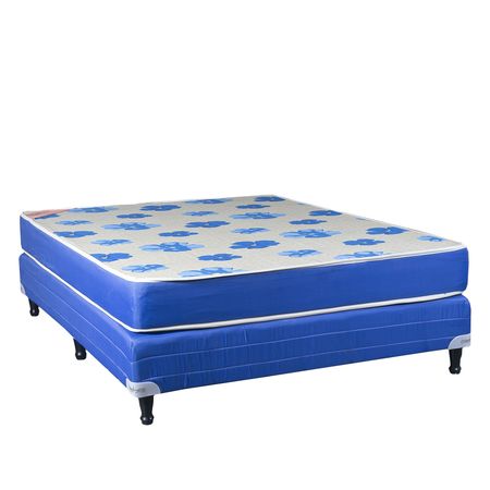Sommier y Colchon Maxiking Hotelero 2 Plazas y Media 140x190x18 de Espuma Tela de Sabana Resistente