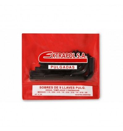 Juego de llaves allen hexagonales en pulgadas Extrapol 390