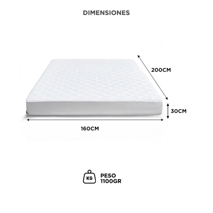 Cubre Colchon Rieti By Gadnic 160x200x30cm Microfibra Impermeable TPU Queen Blanco - Vista 6