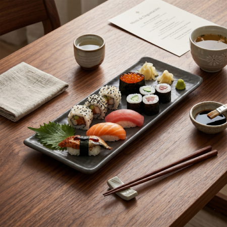 Bandeja para Sushi Servir Deco Cerámica Organica Gris Mate Chica