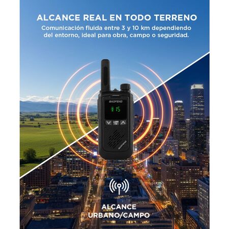 Handy Baofeng BF-T17 Kit x2 16CH UHF Display LCD + 4 Baterías y 2 Manos Libres