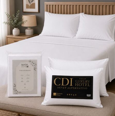 Juego de sábanas Hotel Polycotton + 2 almohadas CDI Hotel Luxury duvet hipoalergénicas