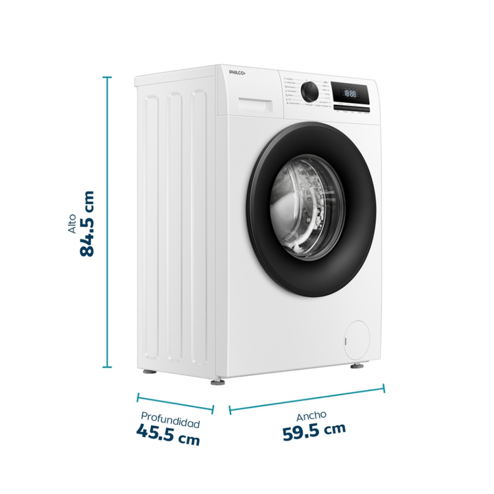 Lavarropas Philco 6Kg 1200RPM Inverter Carga Frontal PHLF64BN Blanco - Vista 2