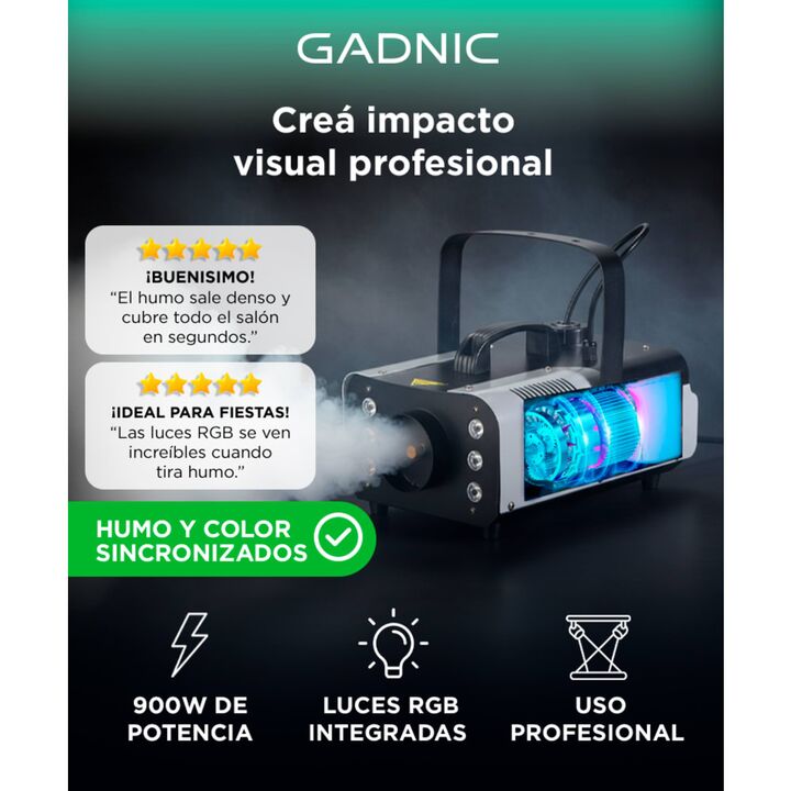 Máquina De Humo Gadnic 900W Inalámbrica RGB Control Remoto Portátil - Vista 2