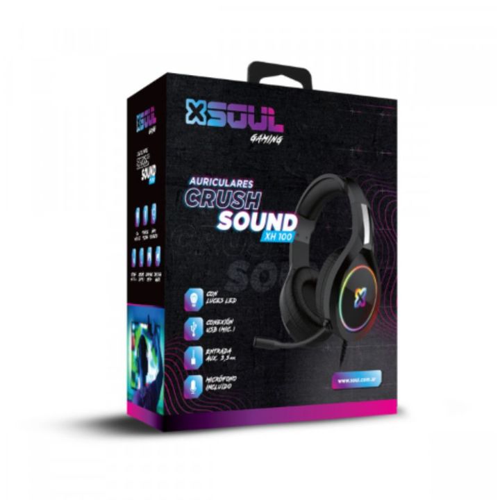 AURICULAR GAMER SOUL RGB CRUSH 3.5 PC/PS4 C/MIC - Vista 2