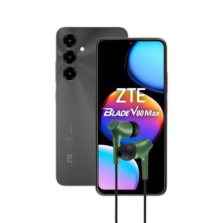 CELULAR ZTE V80 MAX NEGRO 4+256gb + Auriculares HUNE con Microfono Tipo C - Bosque-#COMBO#-